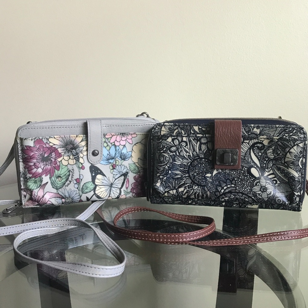 2 Sakroots Crossbody Bag Wallets with Coated Canvas